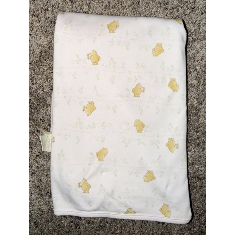 Classic Pooh Pink Floral Baby Blanket Wanders In Poohs‎ Garden Writing